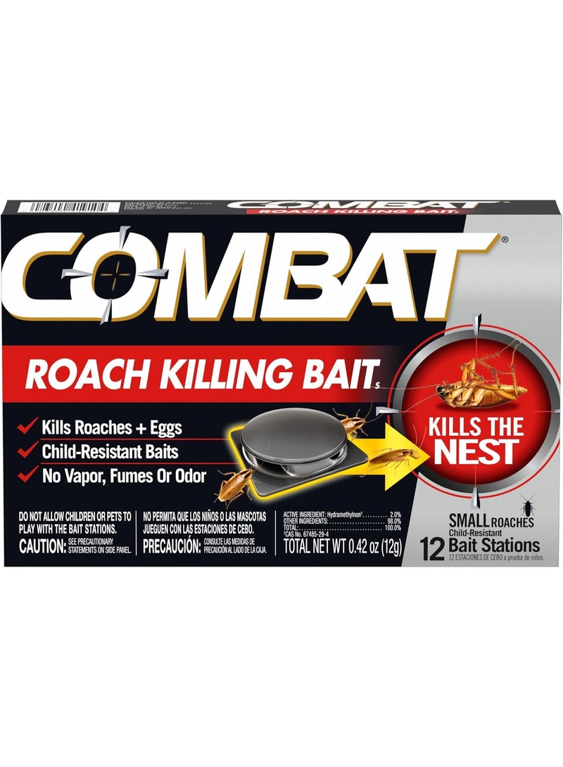 Combat Roach Killing Bait Stations For Small Roaches Kills Roaches & Eggs 12 Count - Image 1